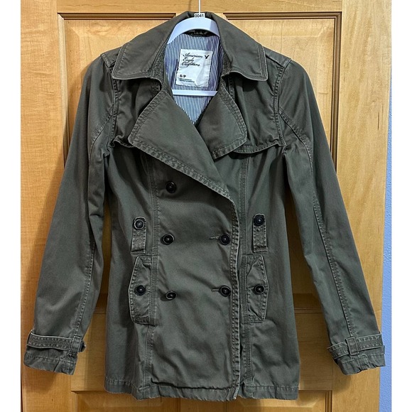 Pre-loved American Eagle Women’s Sz Small Green Army Jacket - Picture 1 of 16